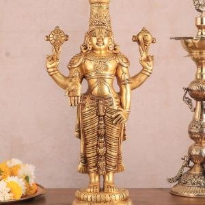 Brass Superfine Tirupati Balaji Statue | 18" Antique Gold Finish | 7kg Temple Grade Masterpiece | Sacred Handcrafted Art | Jaipurio